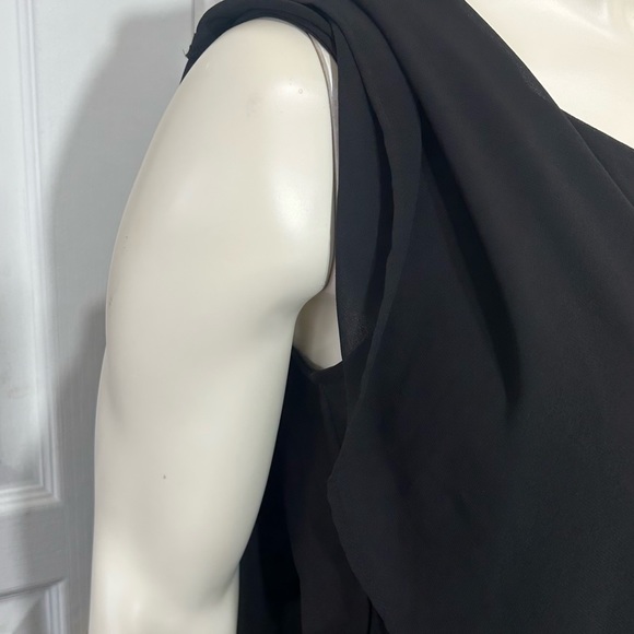 EMMA & MICHELE BLACK JUMPSUIT ONE SHOULDER STUDDED AND ONE SHAWL ELASTIC WAIST S - Picture 5 of 10